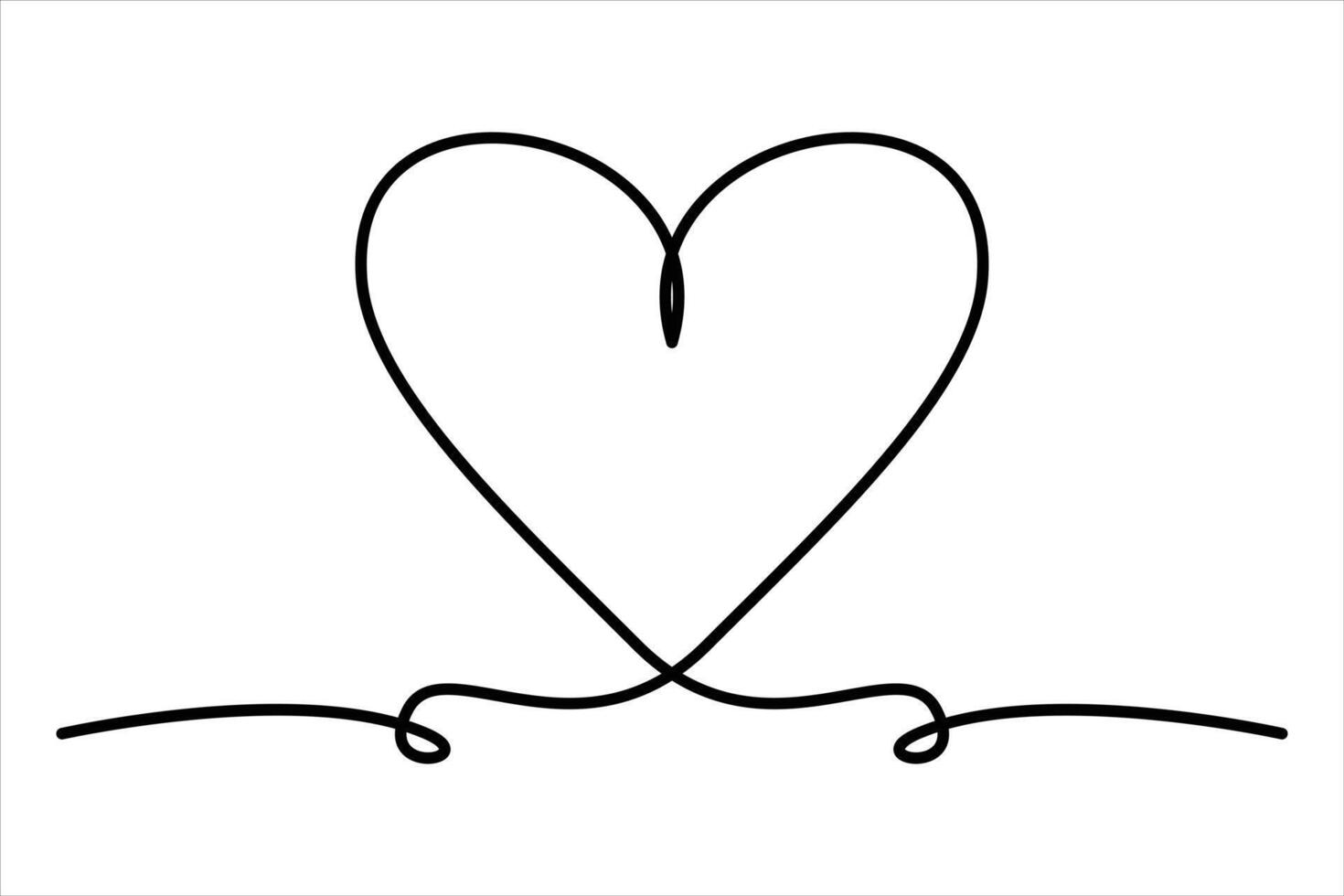 Continuous one line drawing heart shape outline art illustration vector