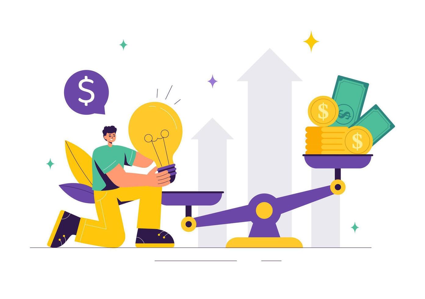 Economic Inflation Illustration with Price Scales and Goods in a Flat Cartoon Background vector
