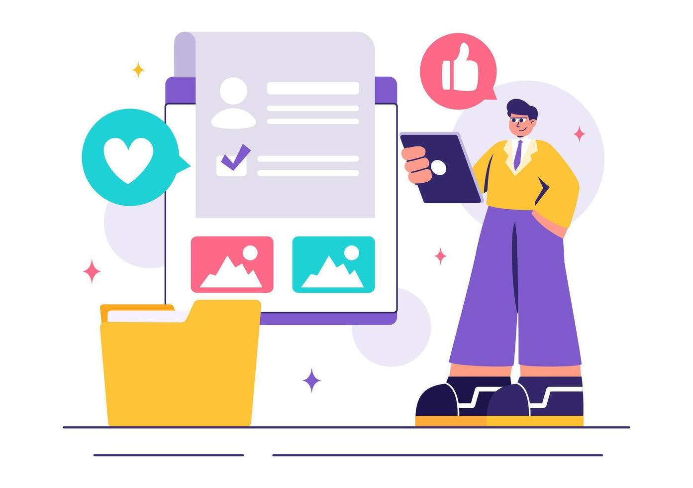 Hiring Managers Illustration of a Recruitment Agency Selecting Qualified Candidates for Jobs vector