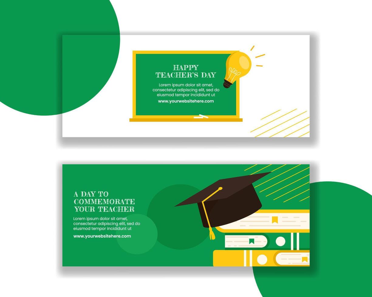 Teacher's Day Horizontal Banner Flat Cartoon Hand Drawn Templates Background Illustration vector