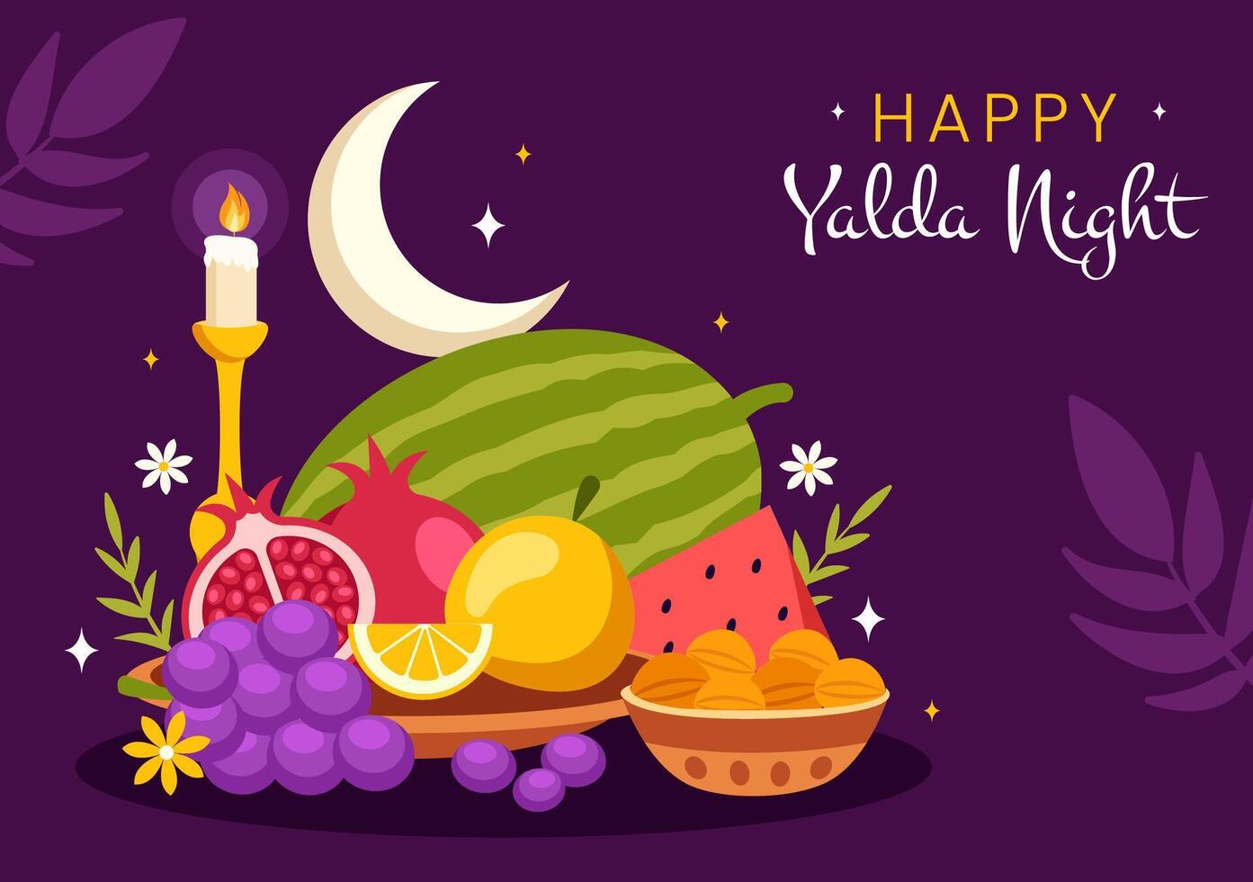 Yalda Night Art Featuring Iranian Festival with Fruits and Candles in Flat Background 50563806