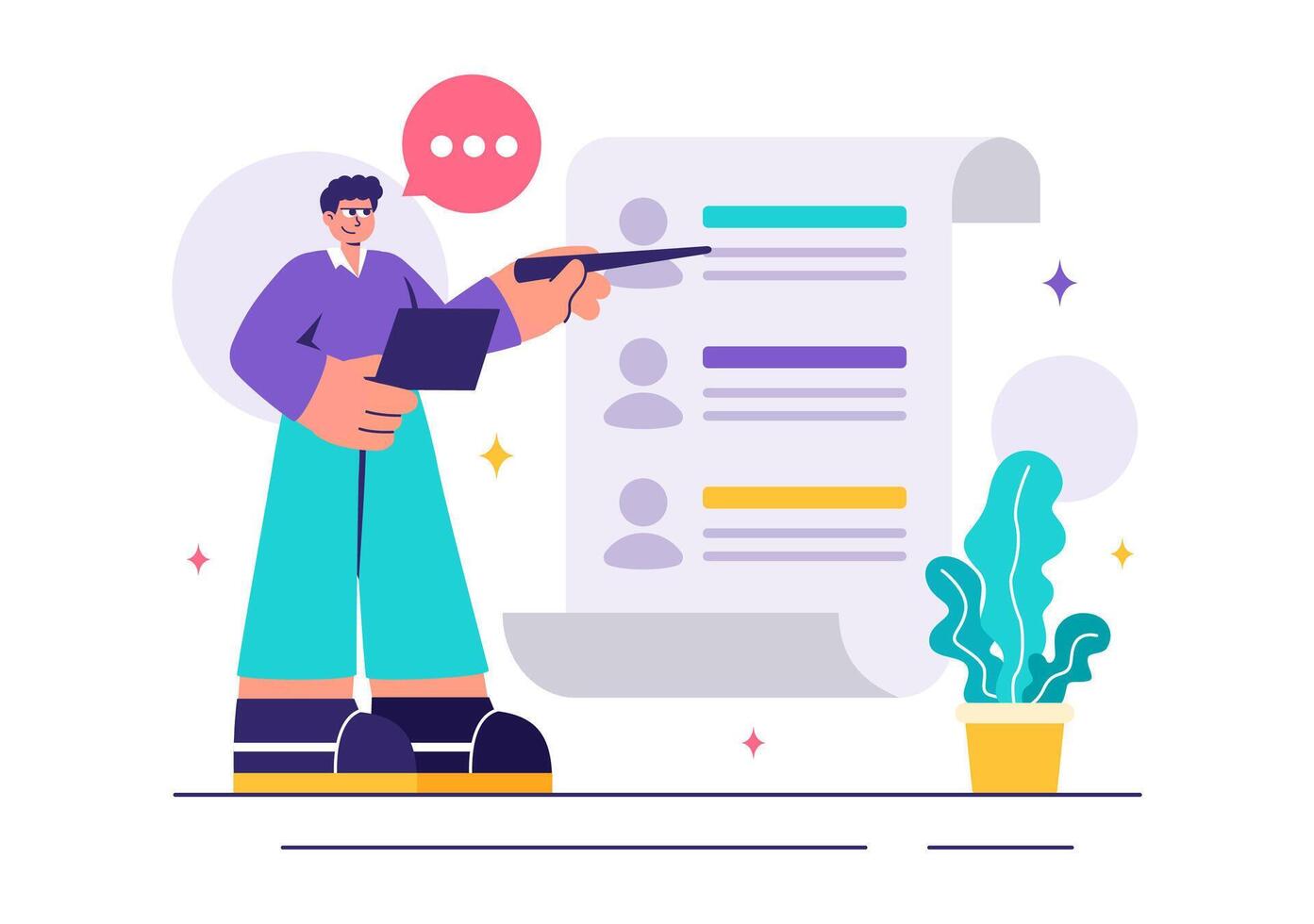 Recruitment Process Illustration with Managers Reviewing Candidate Resumes for Job Openings vector