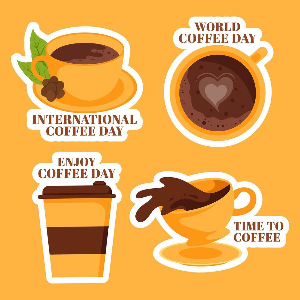 Coffee Break Day Flat Cartoon Illustration for Social Media Templates vector