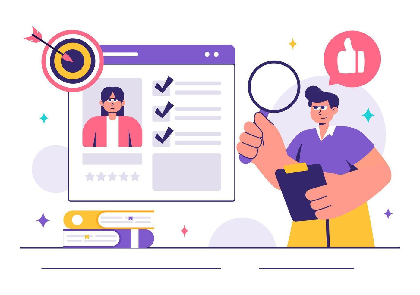 Job Recruitment Services Illustration of Managers Conducting Candidate Selection for Hiring vector