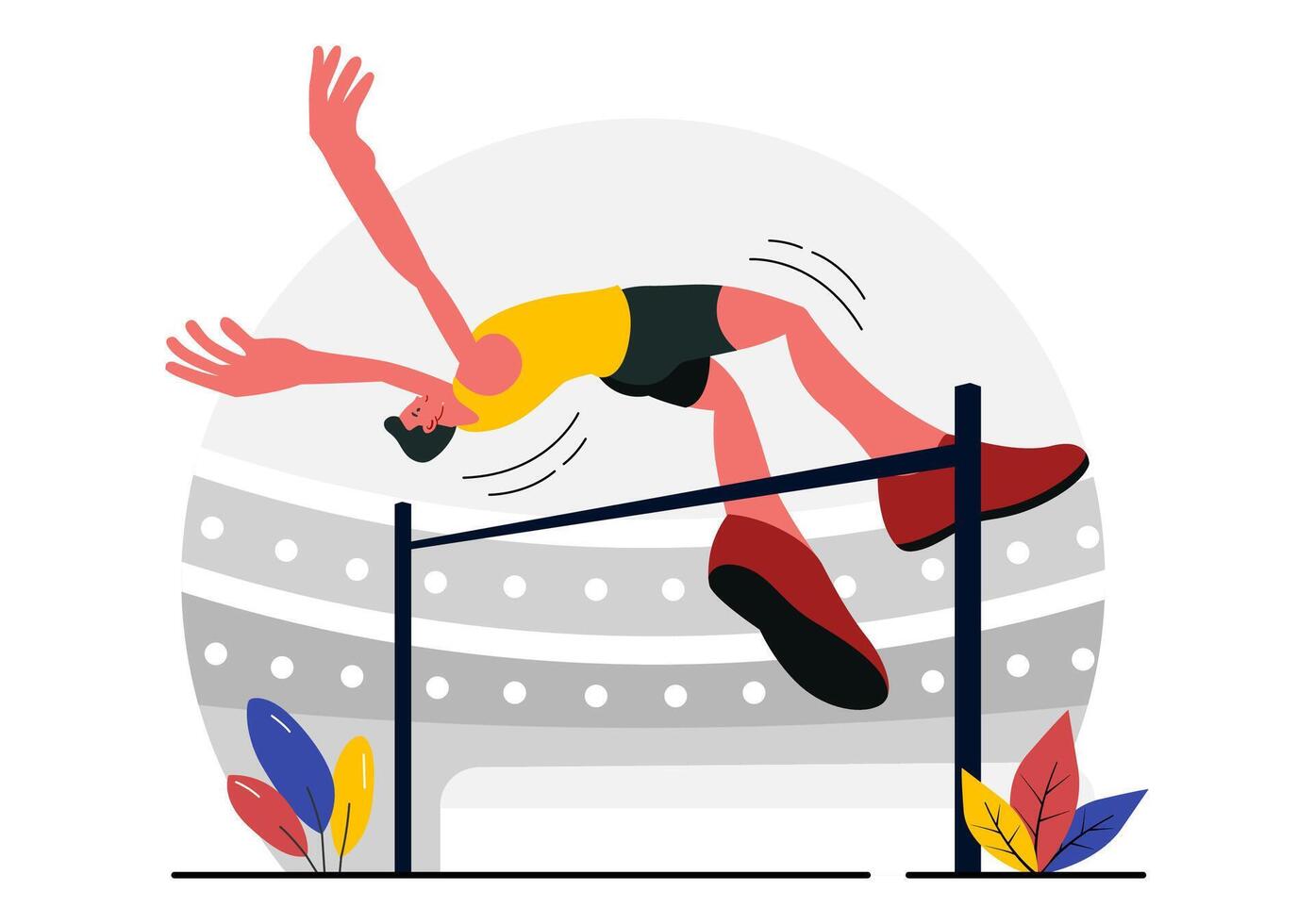 Illustration of a High Jumper Clearing the Bar in a Sports Competition Theme vector