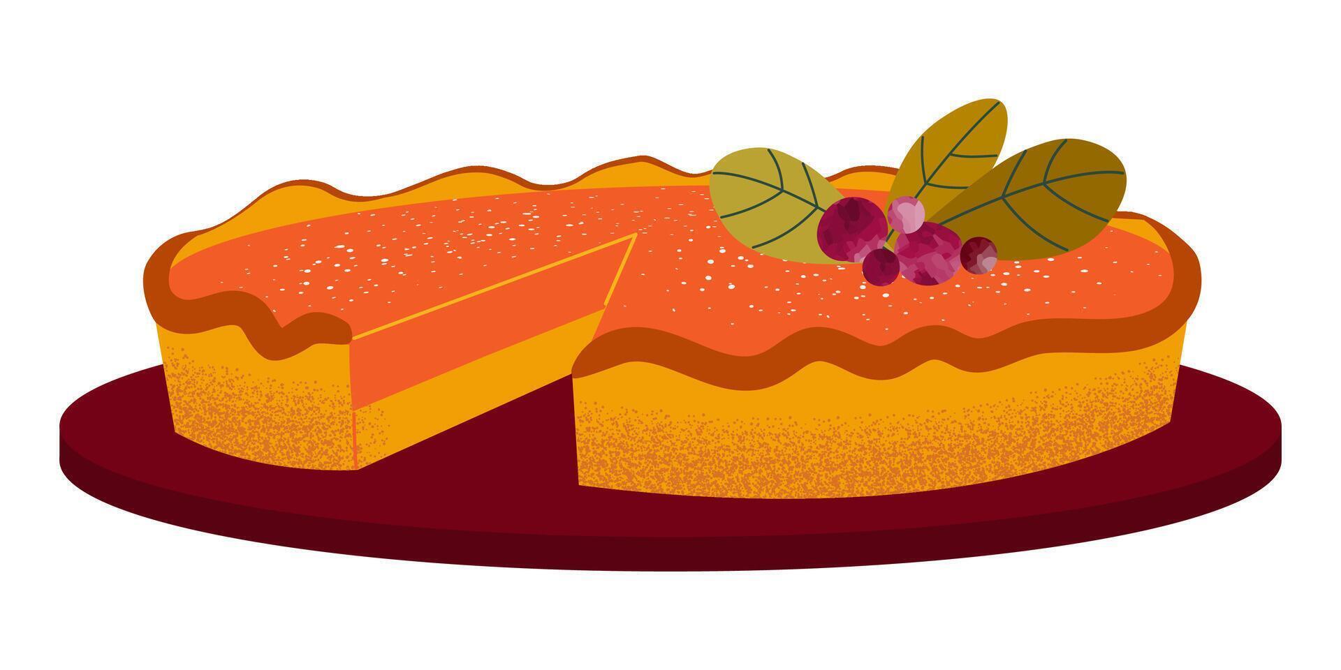 Pumpkin pie. Color image. . vector