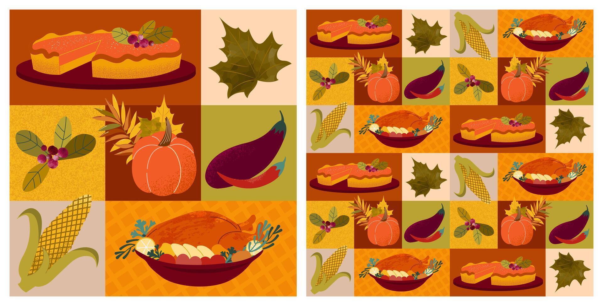 Seamless pattern, postcard, poster, cover of thanksgiving. vector