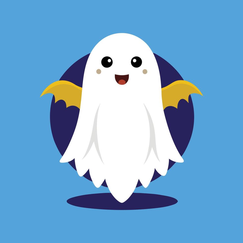 Cute Halloween Ghost Cartoon Illustration Flat Cartoon Style vector