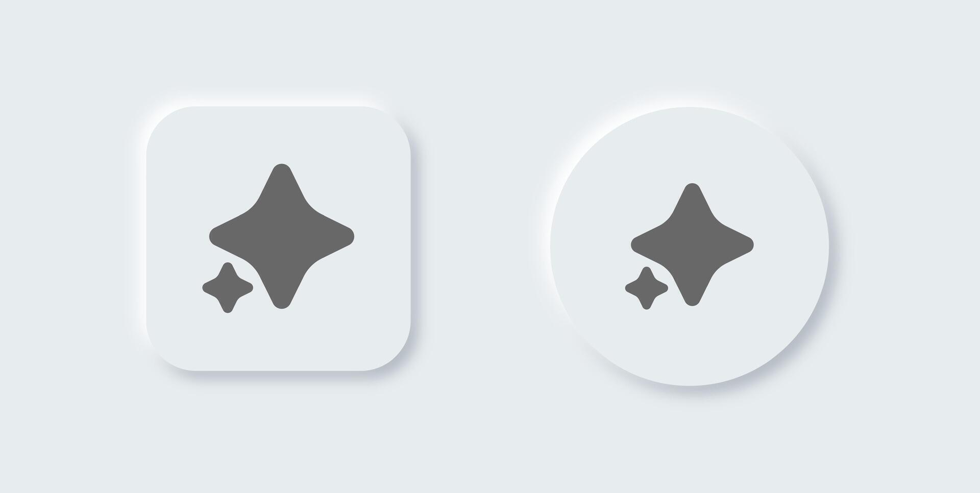Sparkle solid icon in neomorphic design style. Magic signs illustration. vector