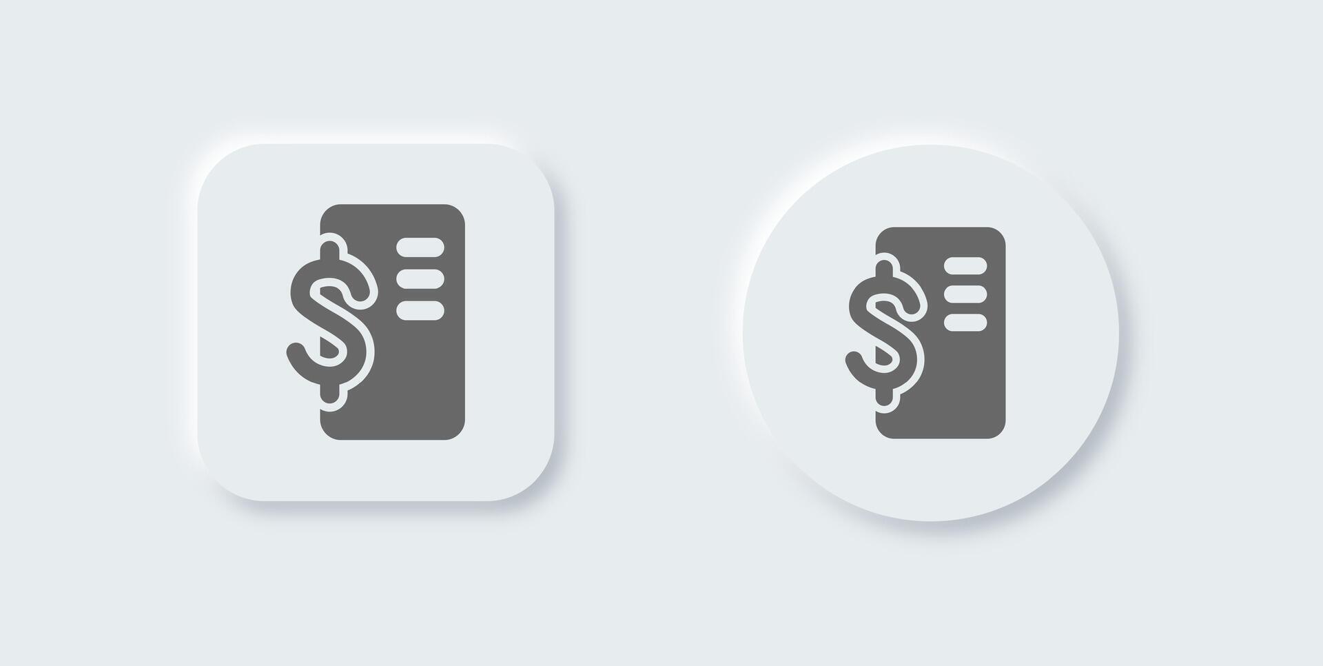 Invoice solid icon in neomorphic design style. Bill signs illustration. vector