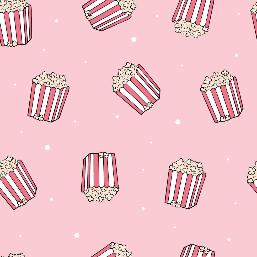 Pop corn boxes seamless pattern for cinema prints, cards, posters, wallpaper, background, packaging, wrapping paper, etc. EPS 10 vector