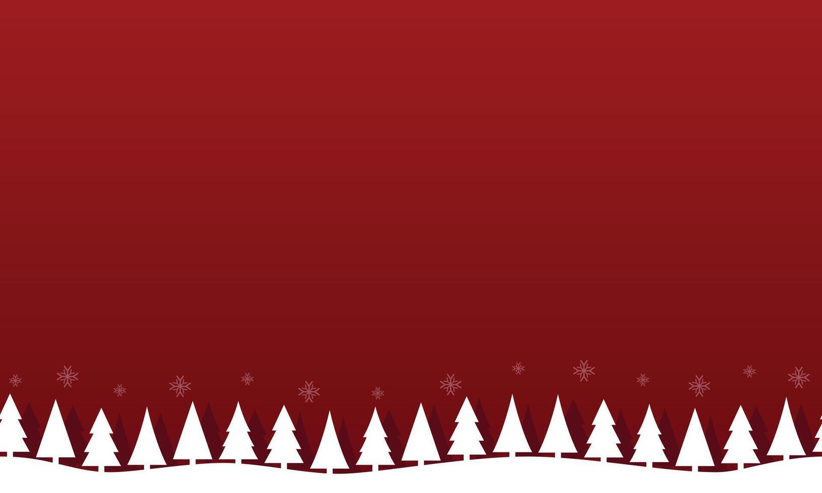 Red Christmas theme blank background with pine tree and snowflakes vector