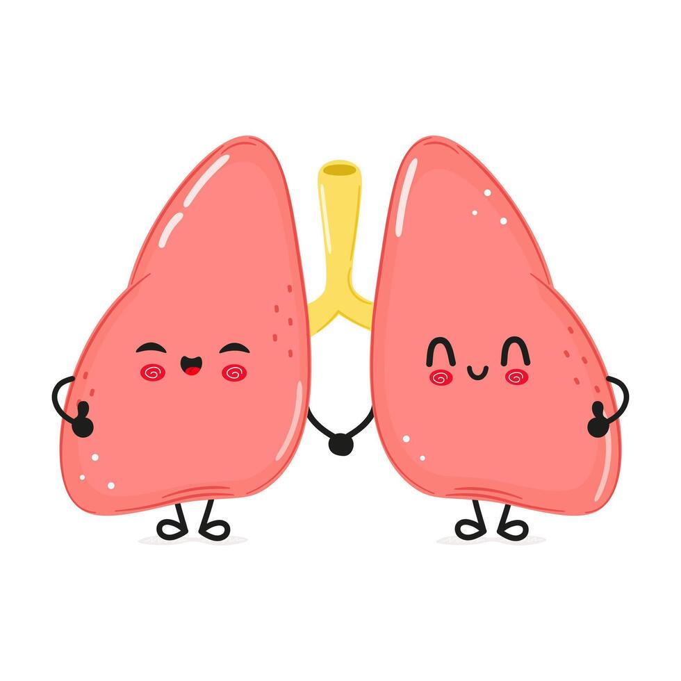 Lungs character. Everything is gonna be cool card. hand drawn cartoon kawaii character illustration icon. Isolated on white background. Lungs character concept vector