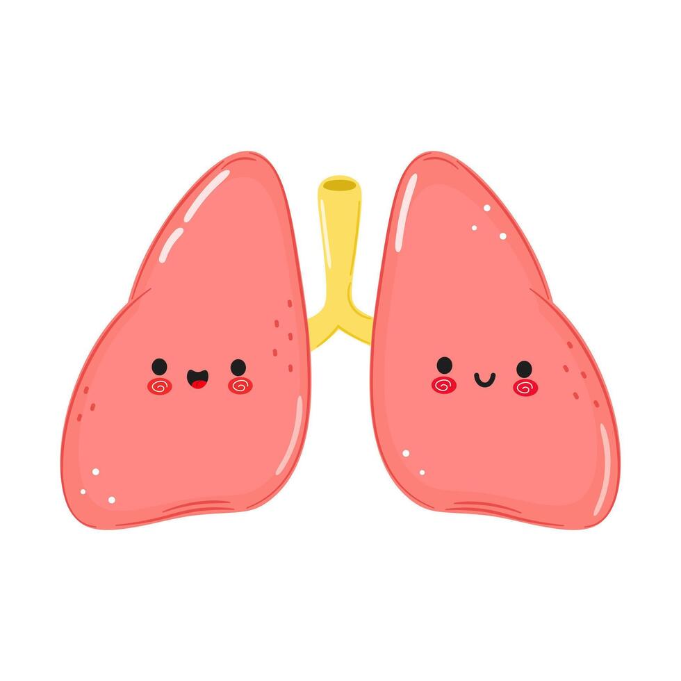 Lungs character. hand drawn cartoon kawaii character illustration icon. Isolated on white background. Lungs character concept vector