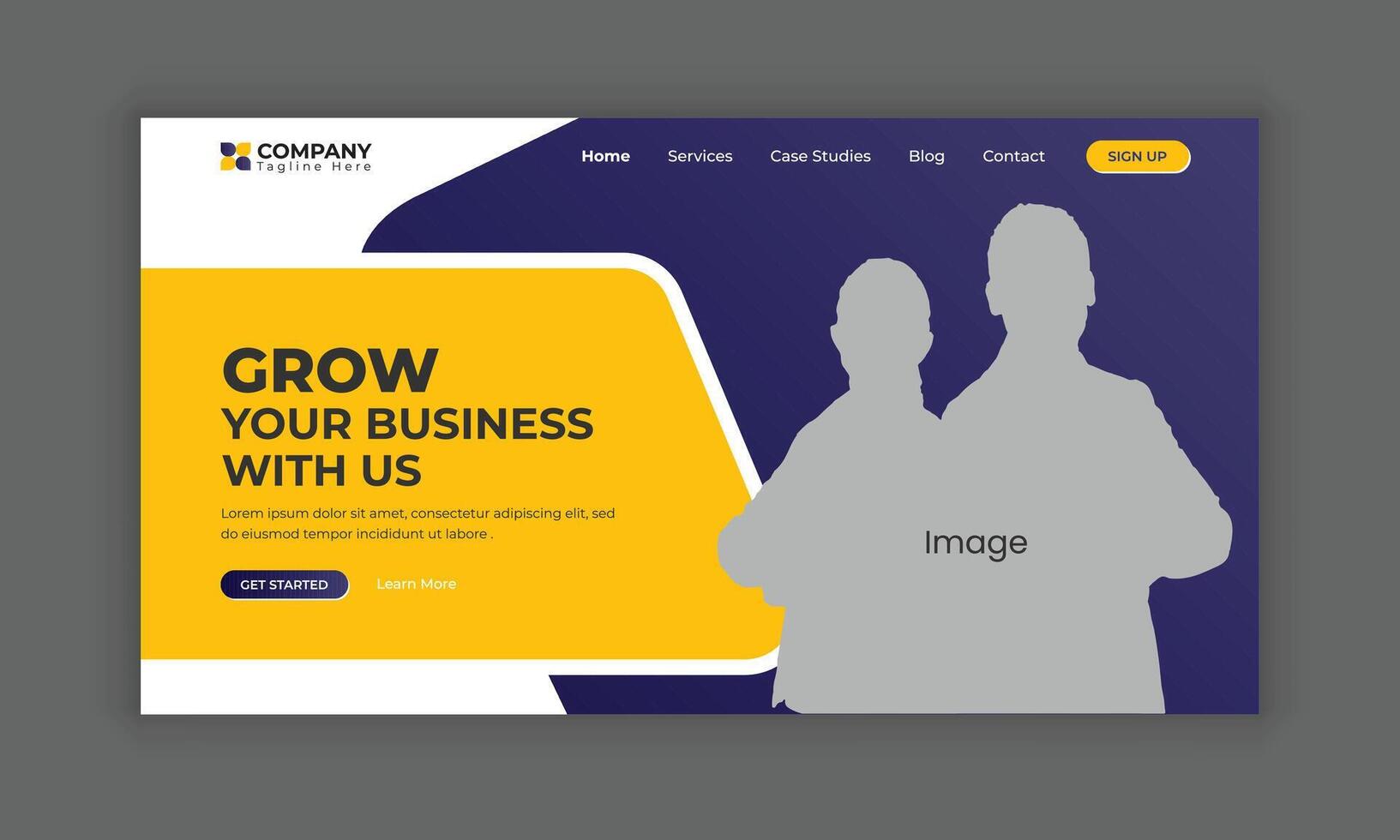 Digital marketing business landing page UI design or Digital marketing agency website homepage, Hero section design. vector