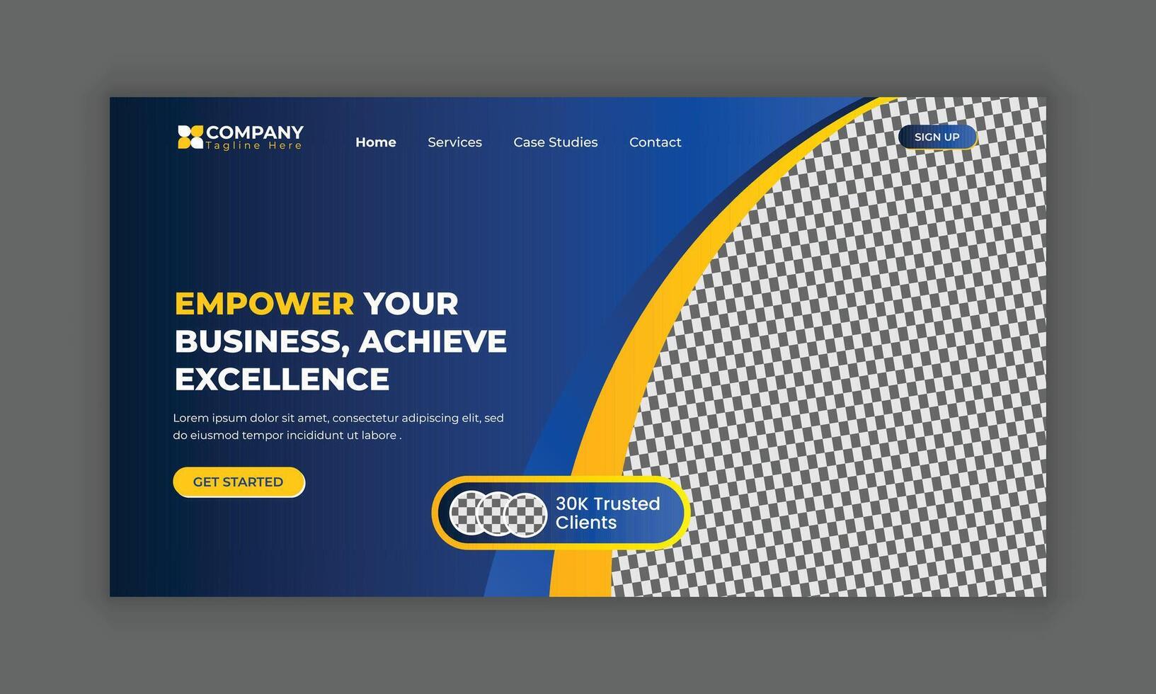 Digital marketing landing page UI design or Digital marketing agency website homepage, Hero section design vector