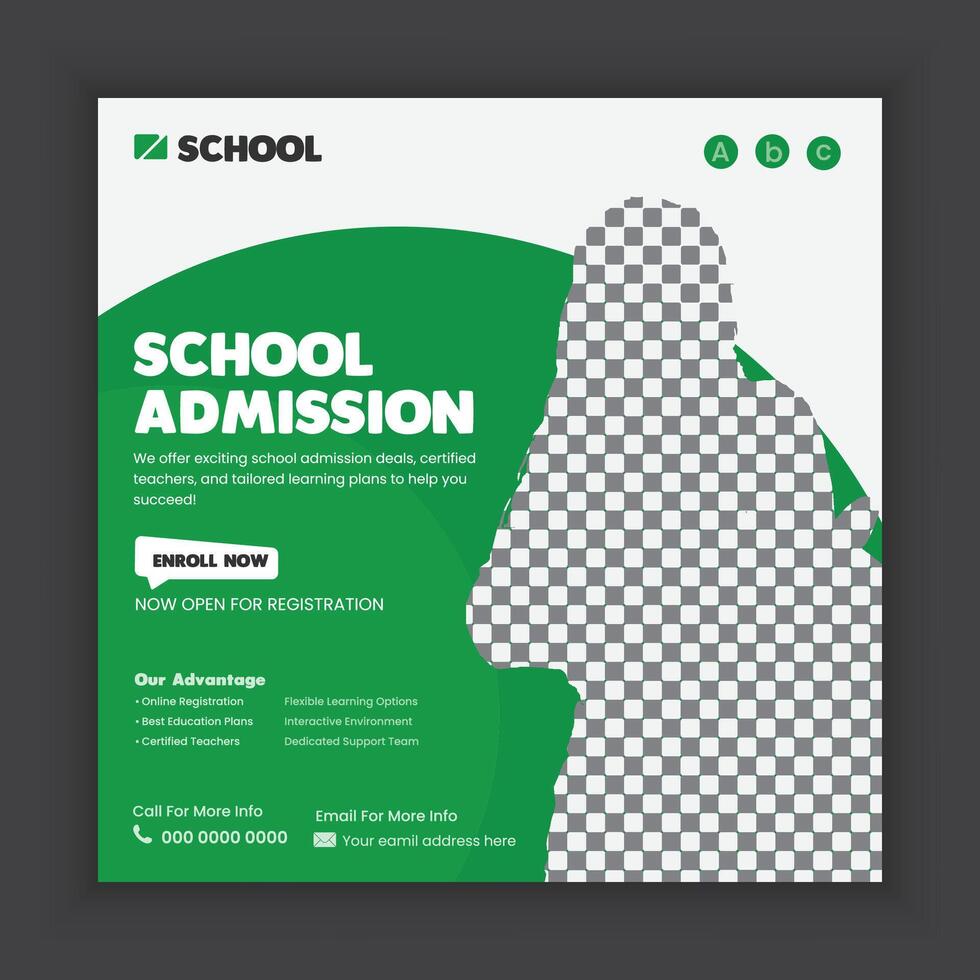 School admission social media post and web banner template or Back-to-school online marketing banner layout design vector