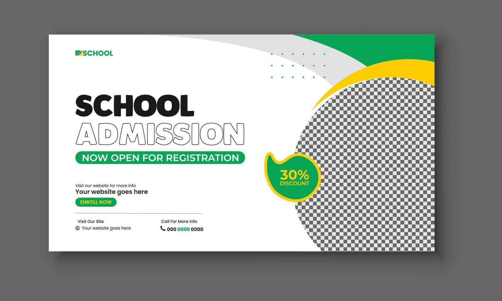 School admission web banner design for the Education website homepage and landing page hero section. vector