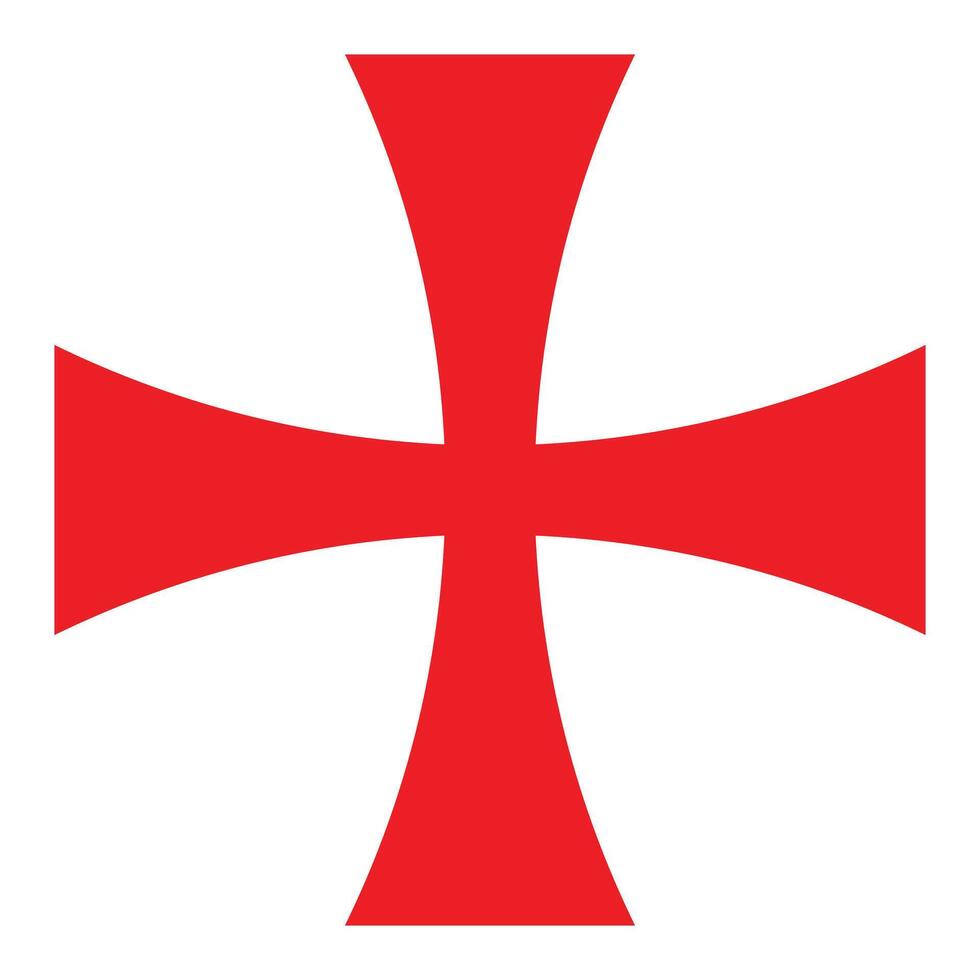 Knights Templar cross, illustration of red cross shape, isolated on white background vector