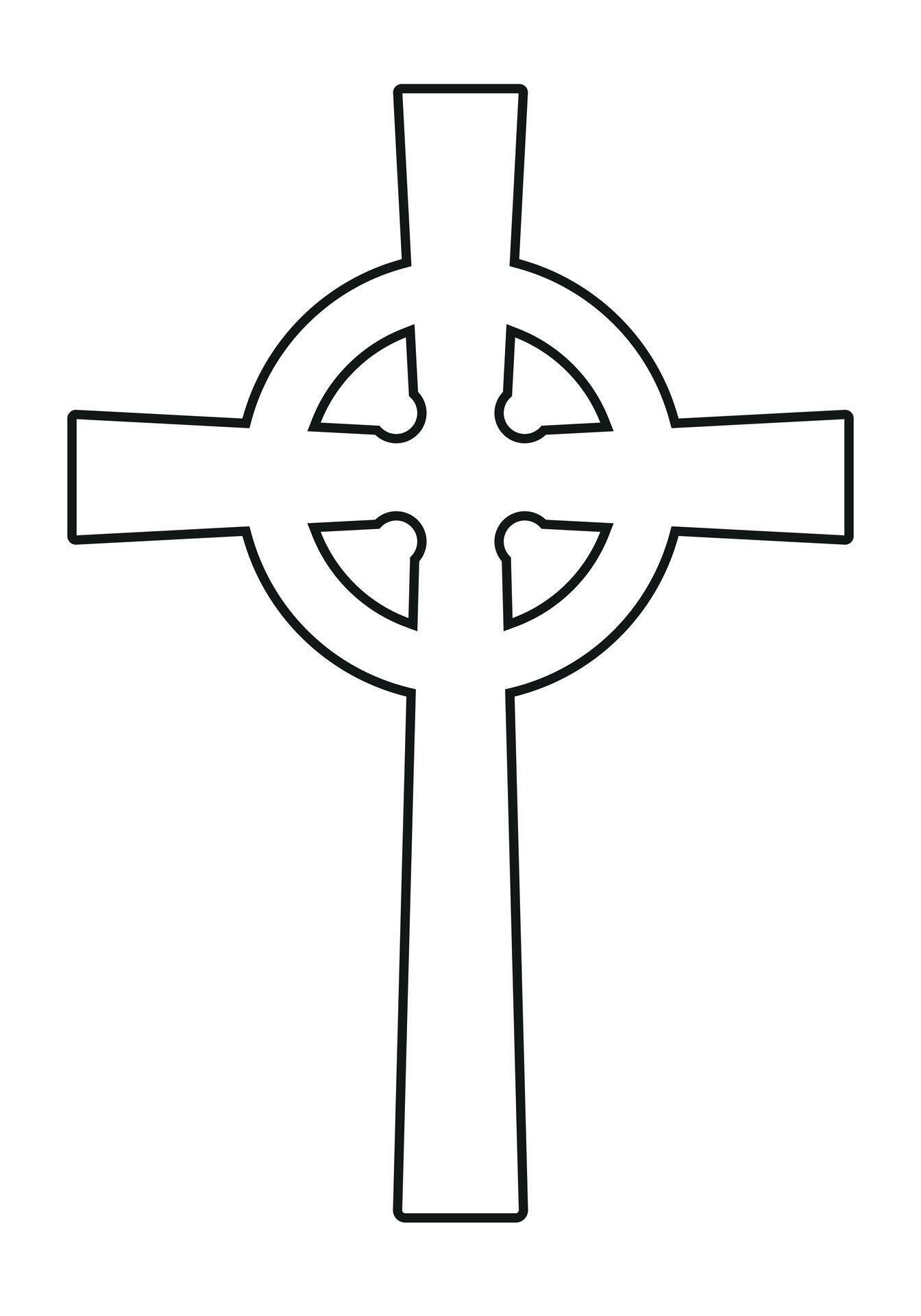 Celtic cross symbol outline silhouette, black and white illustration ...
