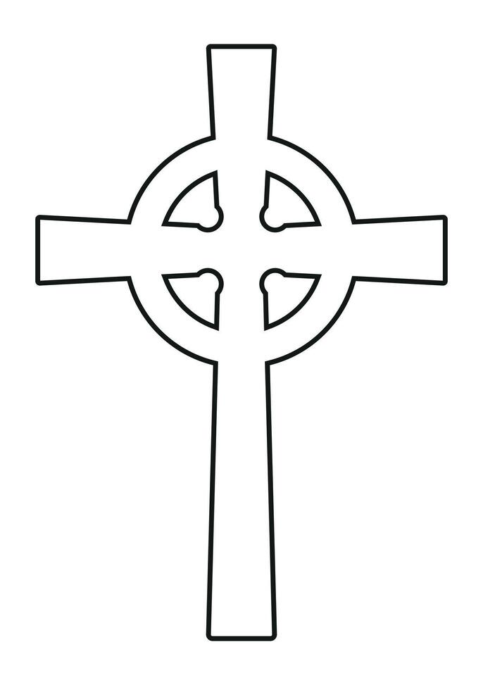 Celtic cross symbol outline silhouette, black and white illustration, isolated on white background vector