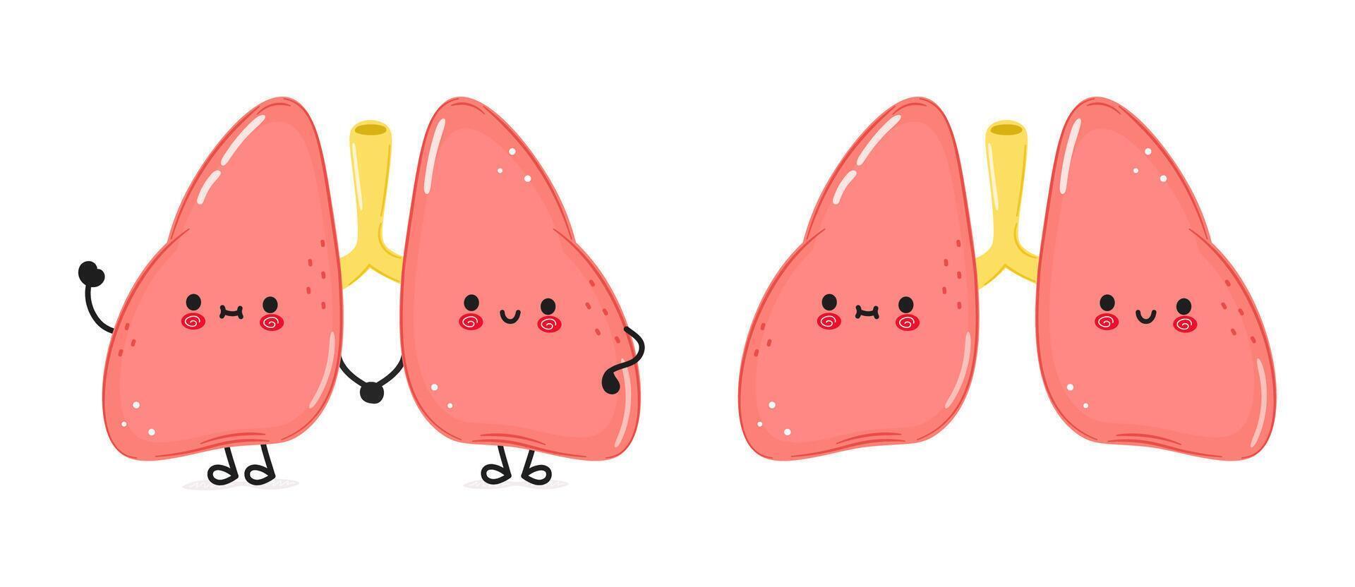 Lungs character. hand drawn cartoon kawaii character illustration icon. Isolated on white background. Lungs character concept vector