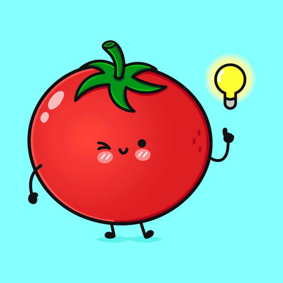 Tomato bingo character. hand drawn cartoon kawaii character illustration icon. Isolated on blue background. Tomato character concept vector