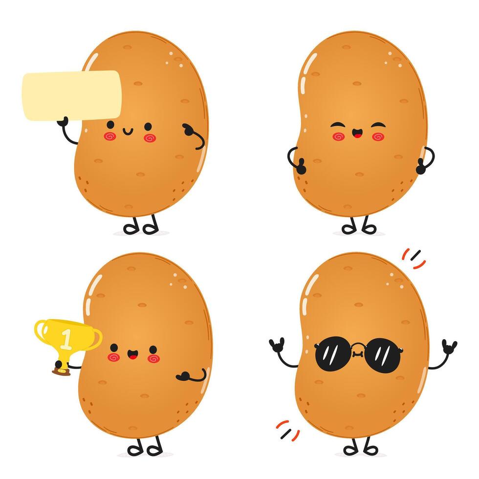 Funny Potato characters bundle set. hand drawn doodle style cartoon character illustration icon design. Cute Potato mascot character collection vector