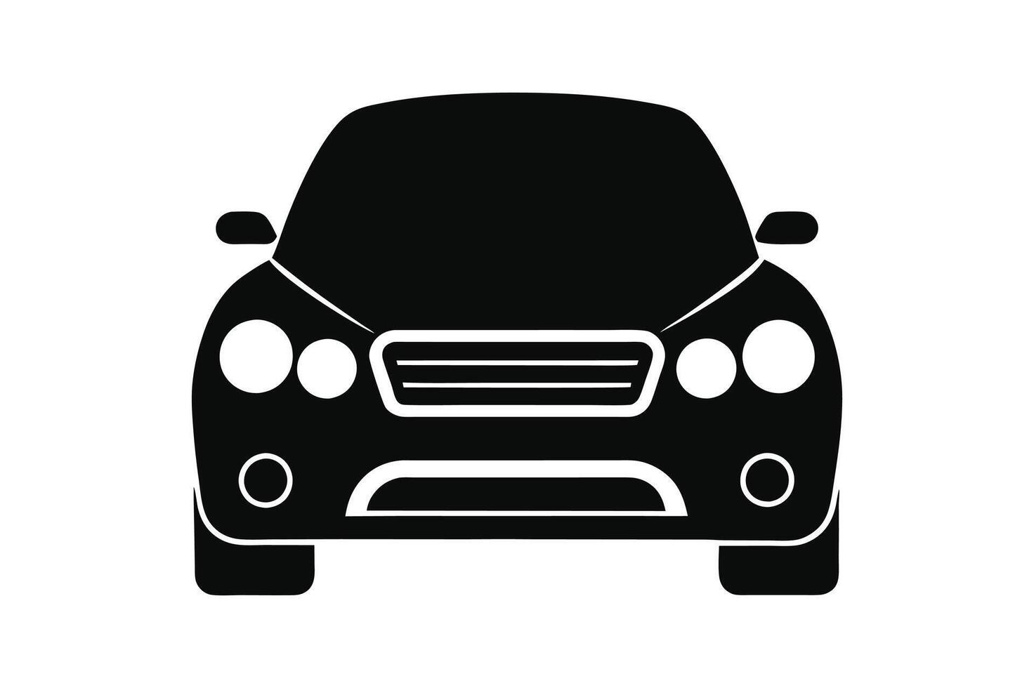 Car icon set. Automobile From Various Sides, Monochrome symbol. Side, Bottom, Top, Front View, Isometric Projection, Interior of the Car. Black and white style vector