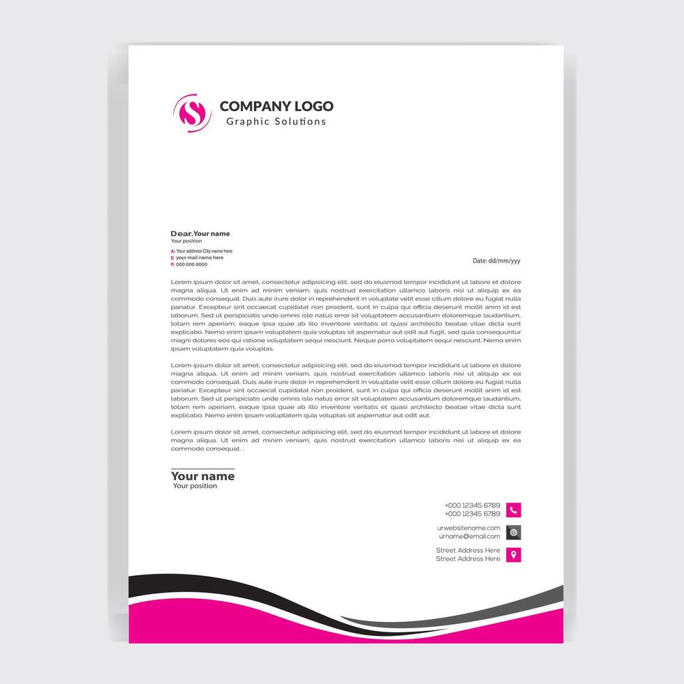 letterhead template design in minimalist style vector