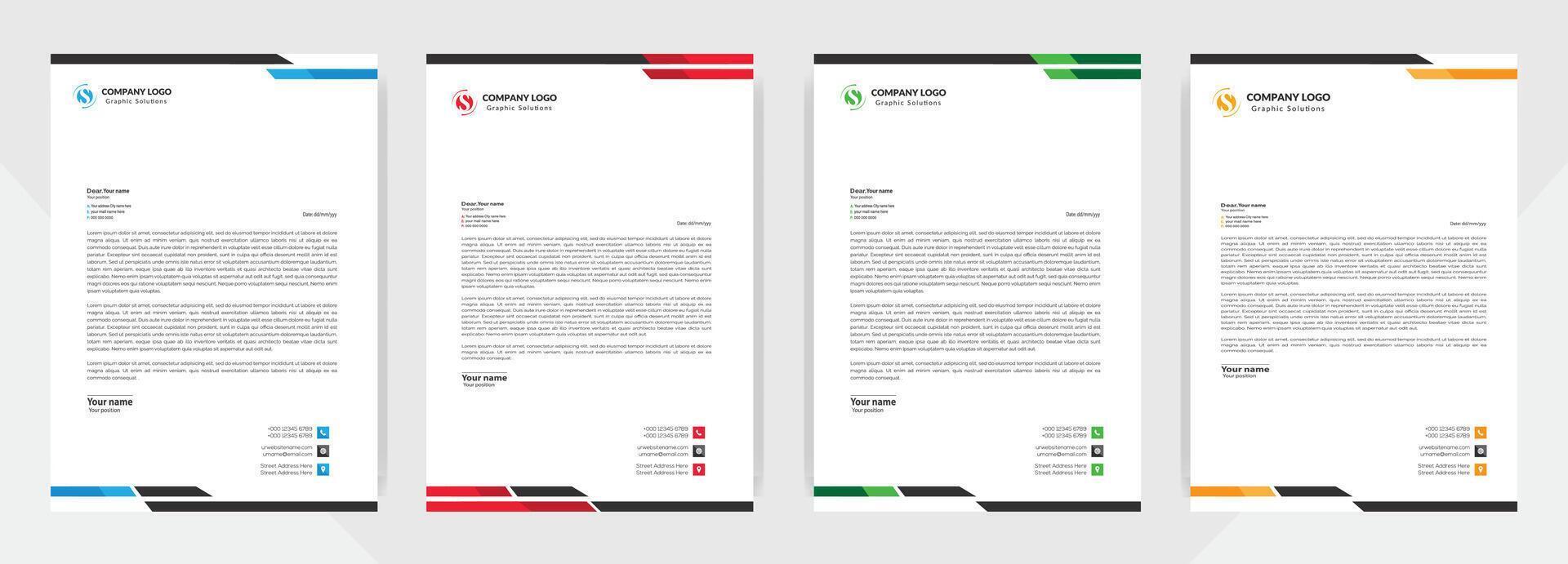 Modern corporate letterhead template design. Creative and Professional business letterhead design template. Letterhead template in flat style vector
