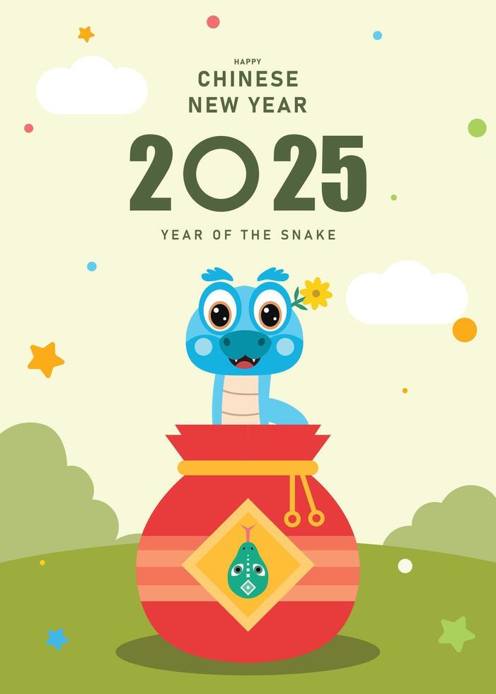 2025 snake Year Illustration, 2025 chinese new year, happy chinese new year 2025, year of the snake vector