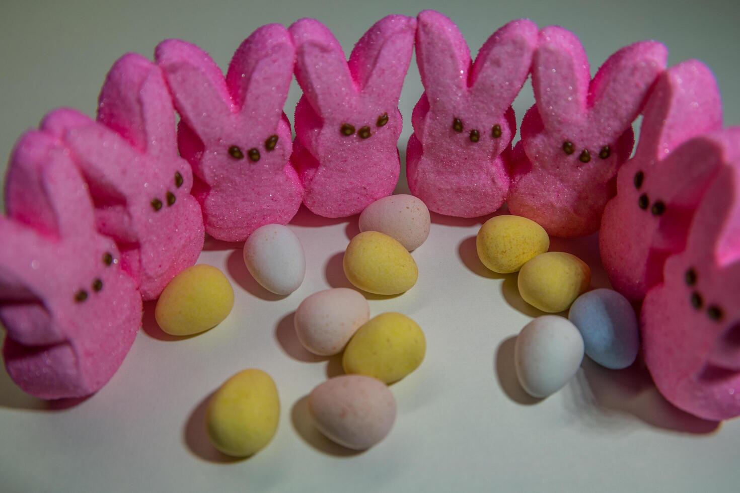 Peeps pink bunnies and candy eggs photo