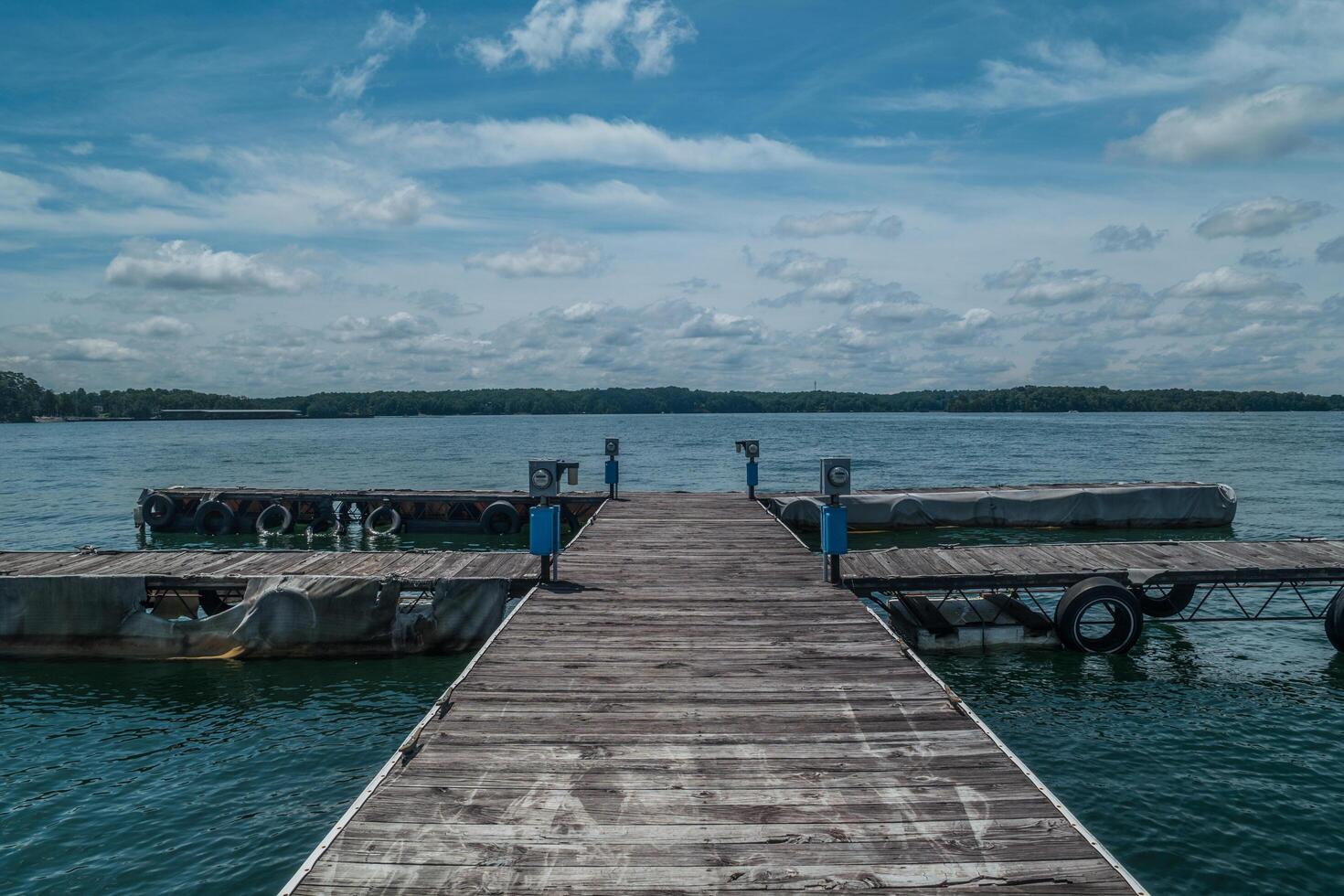 Empty docks at the marina photo