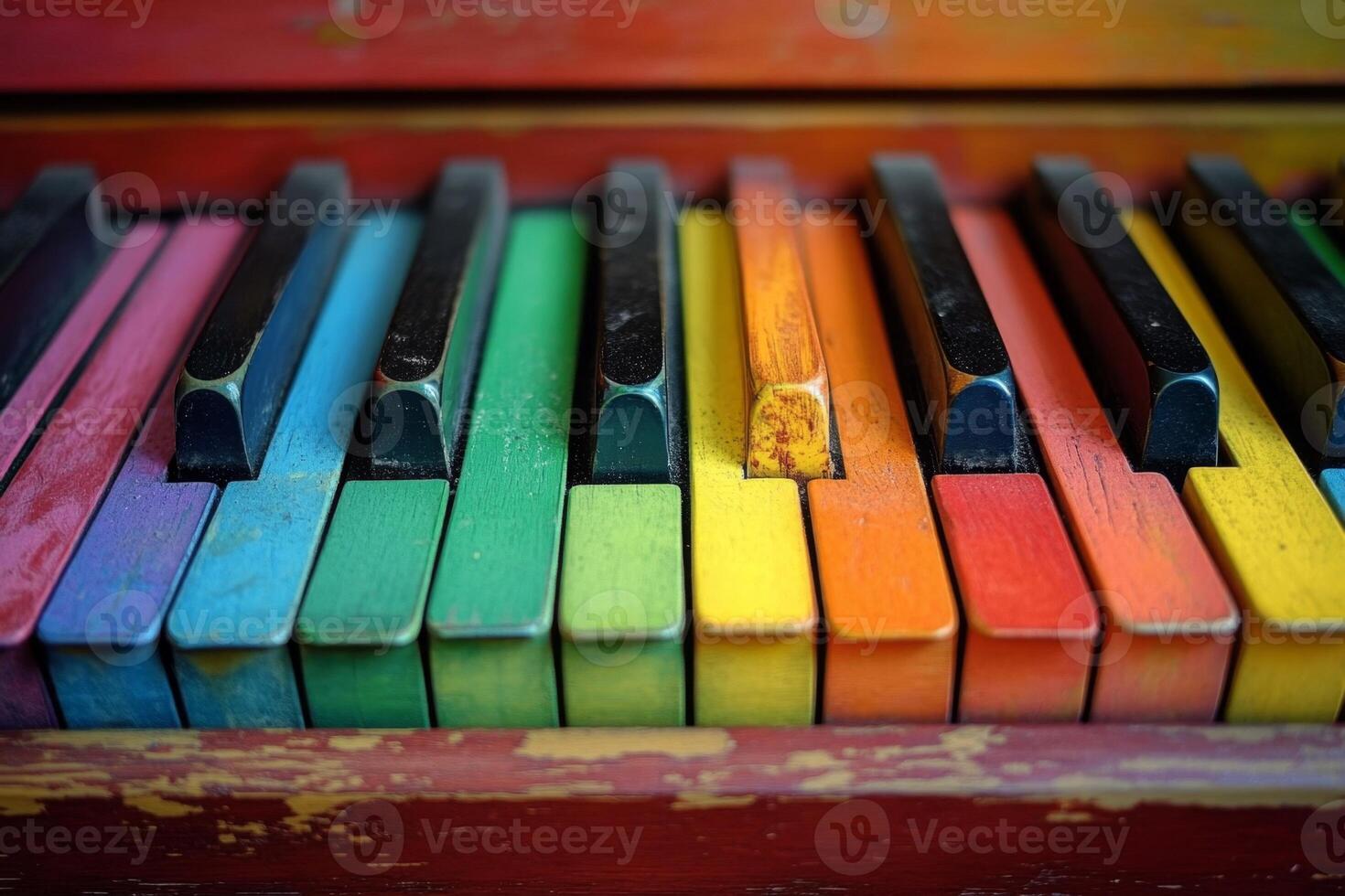 Rainbow colored piano keys creating musical inspiration photo