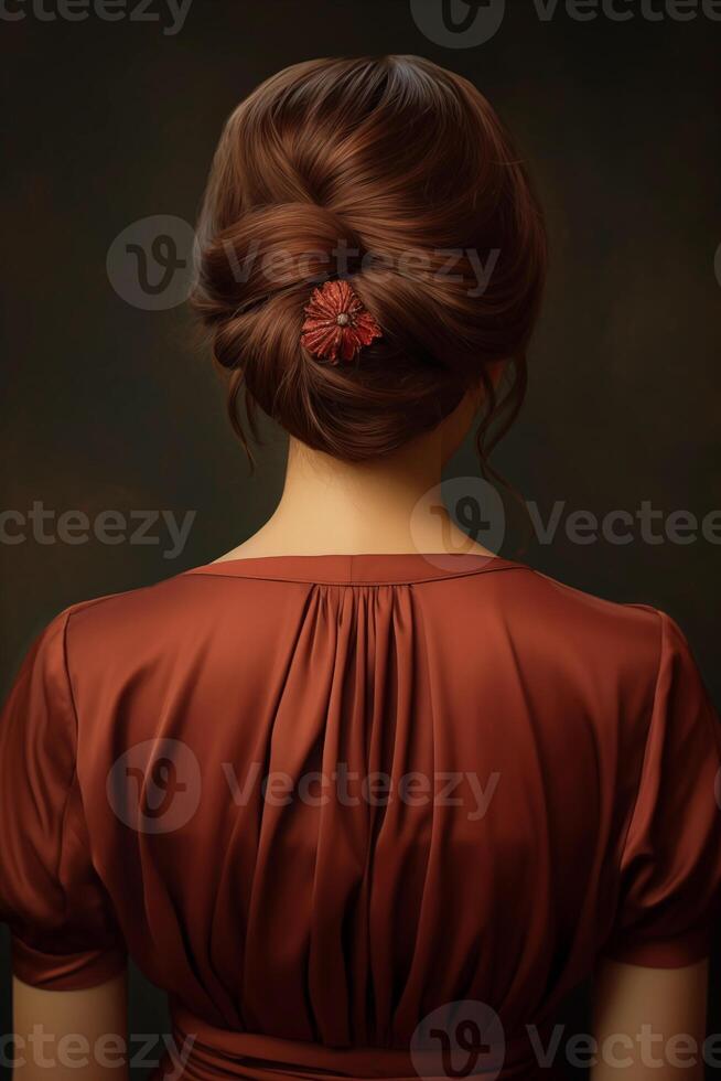 Portrait of beautiful asian woman, back view photo