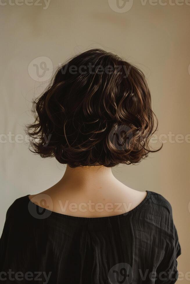Portrait of beautiful asian woman, back view photo