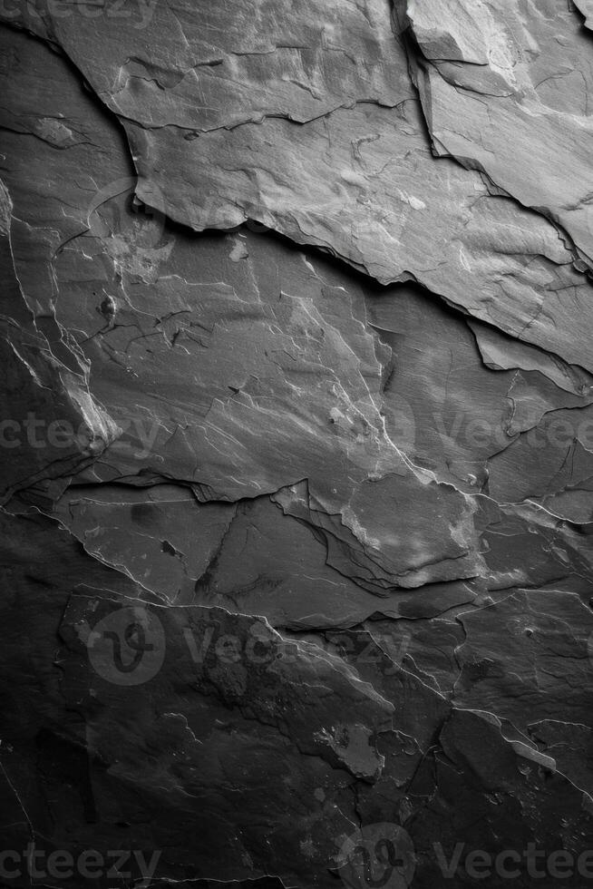 A close-up view of layered gray stone texture against a dark vertical background photo