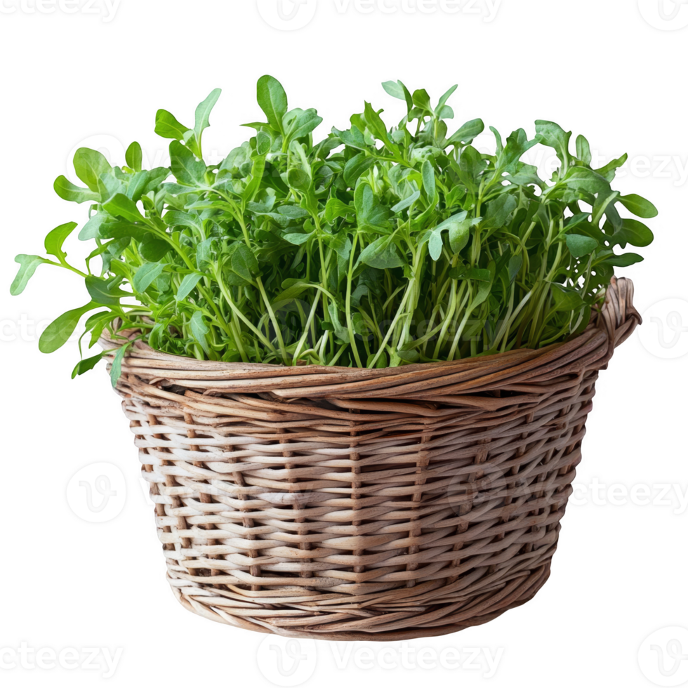 Wild rucola in basket transparent background png