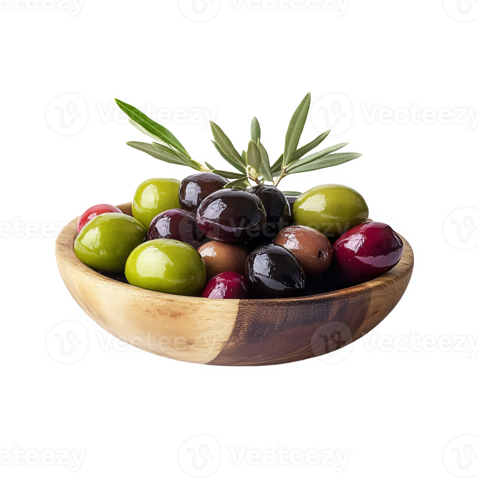 Fresh olives fruits on wooden plate transparent background png