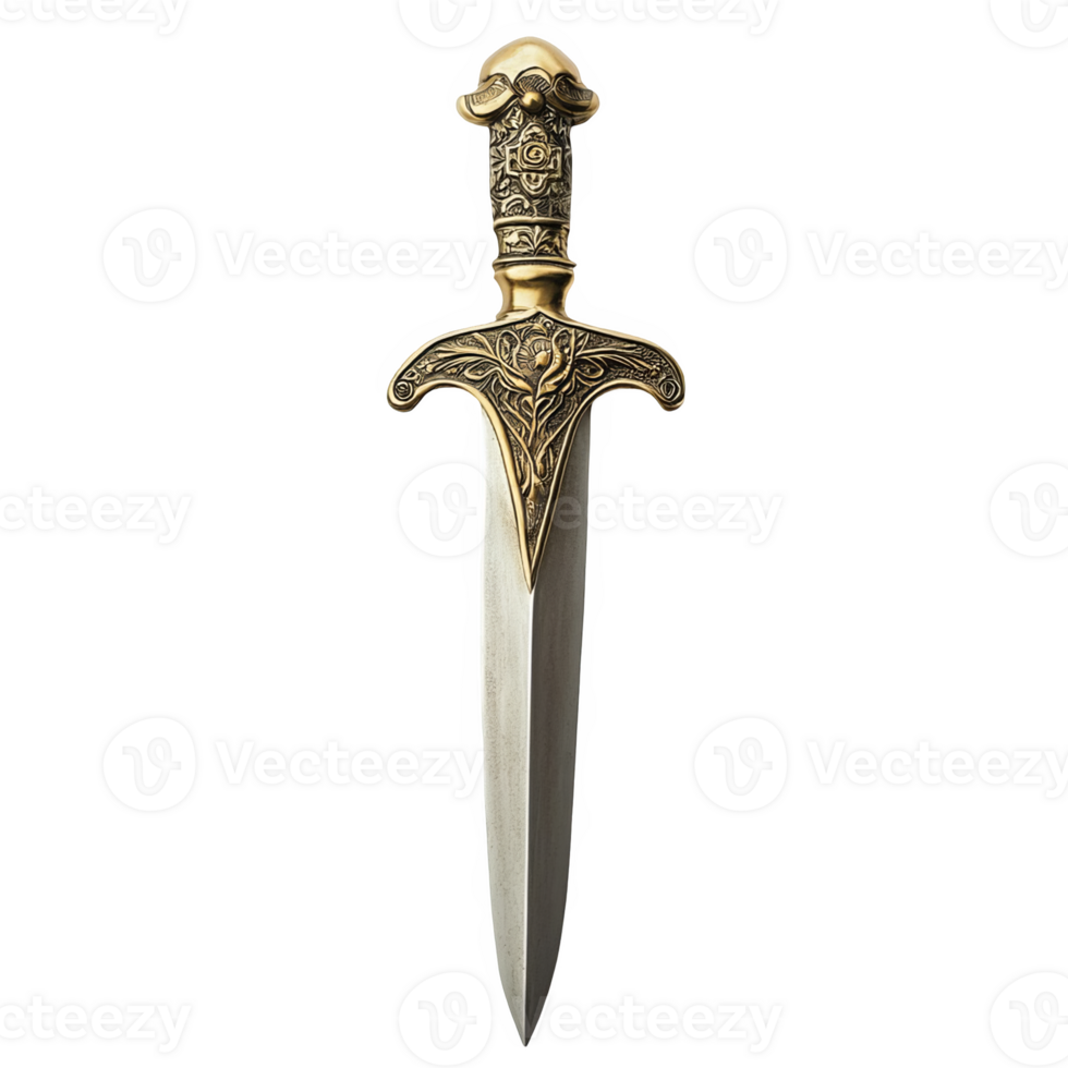 Front view vintage dagger transparent background png
