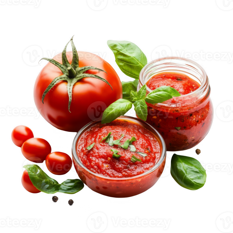 Tomatoes paste with greens transparent background png