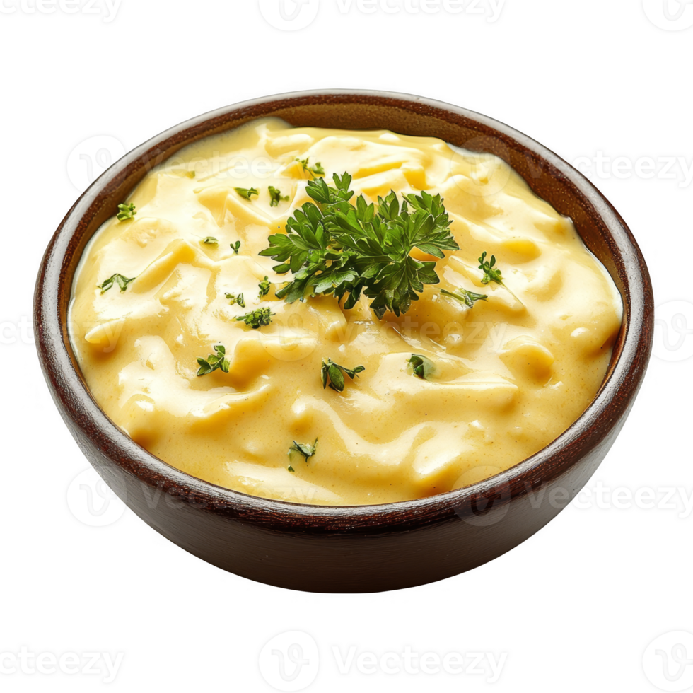 A bowl of macaroni and cheese with parsley png