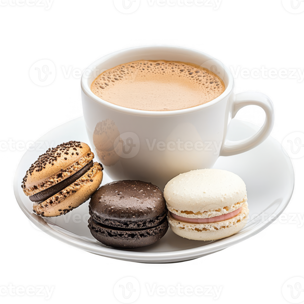 Coffee cup and macaroons transparent background png