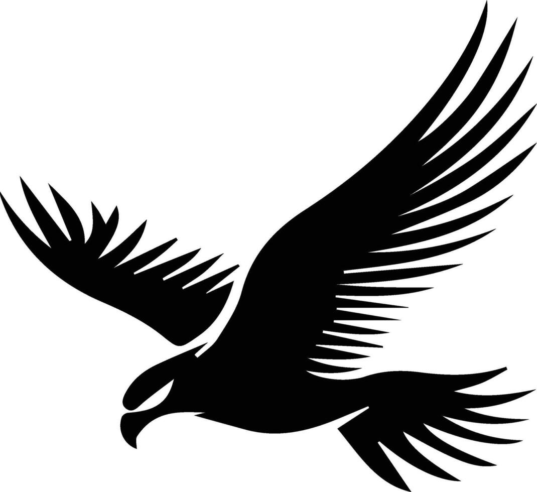a black and white silhouette of an eagle flying vector