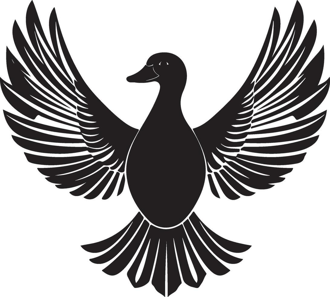 a black and white silhouette of a duck vector