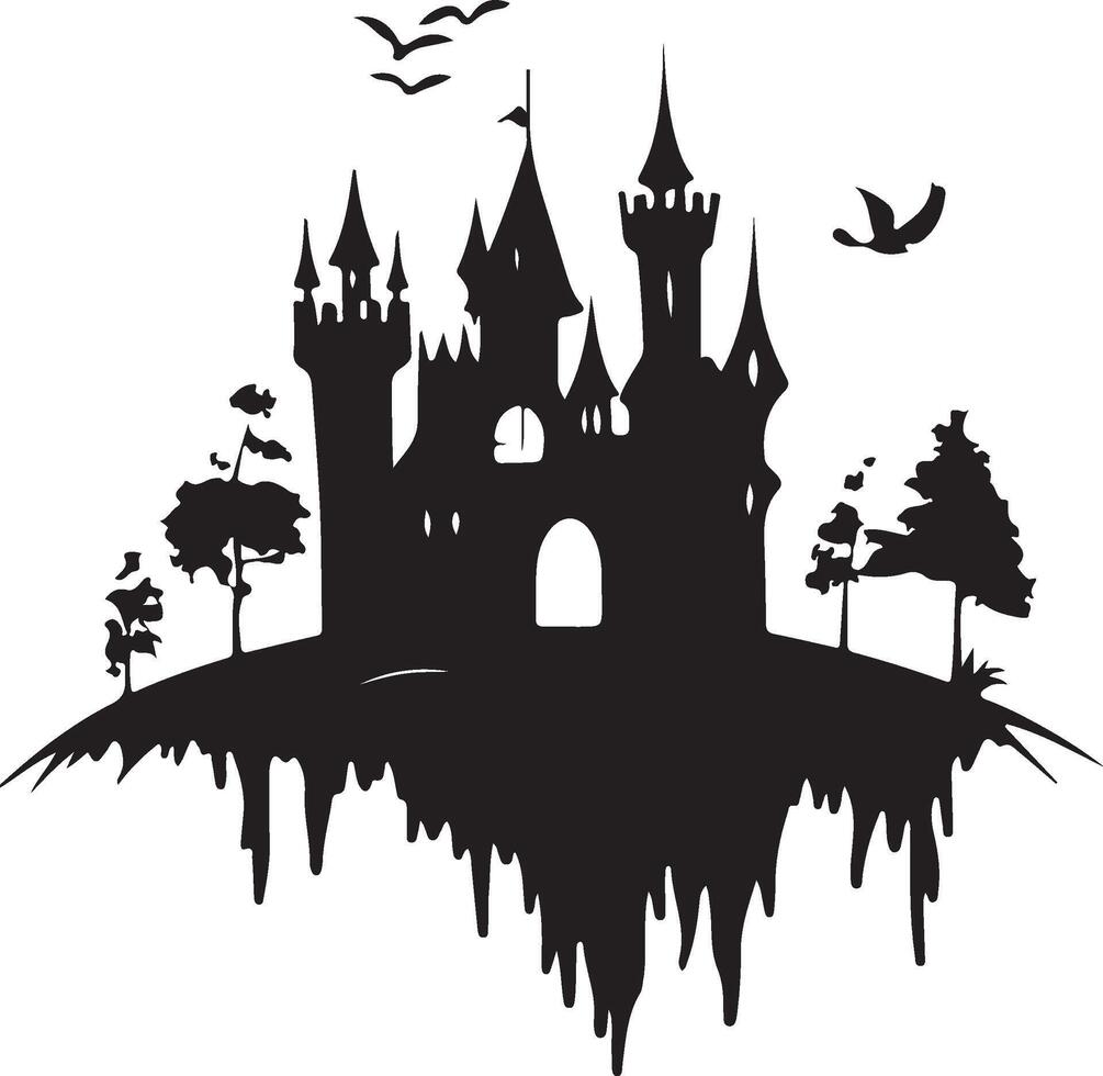 halloween castle illustration vector