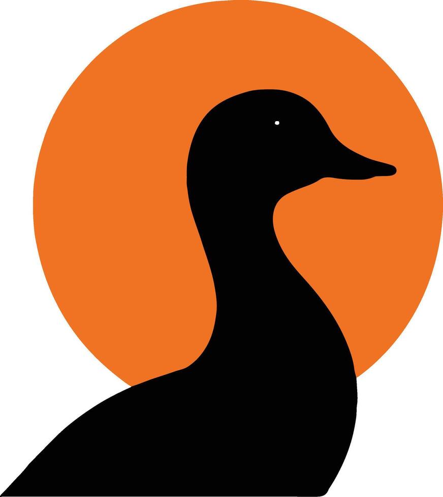 a silhouette of a duck in front of an orange sun vector