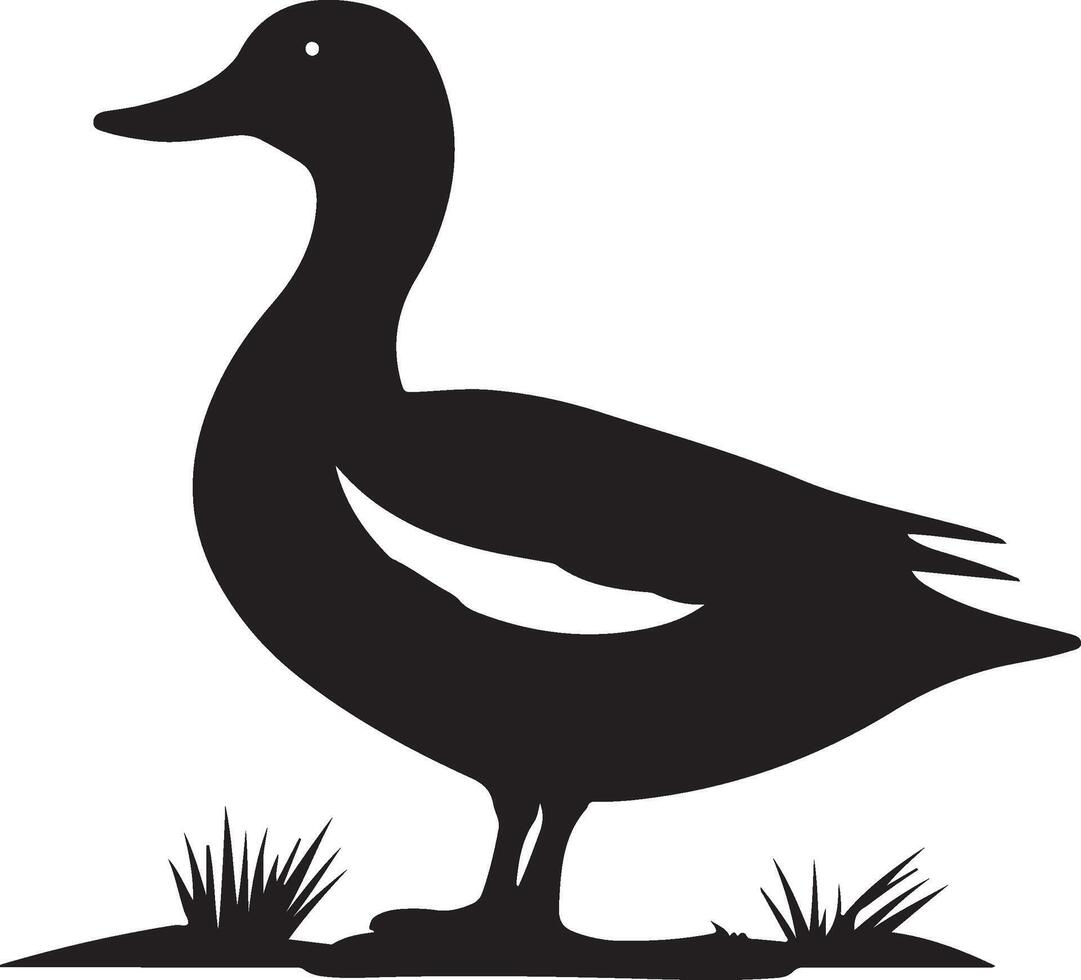 a silhouette of a duck standing in the grass vector