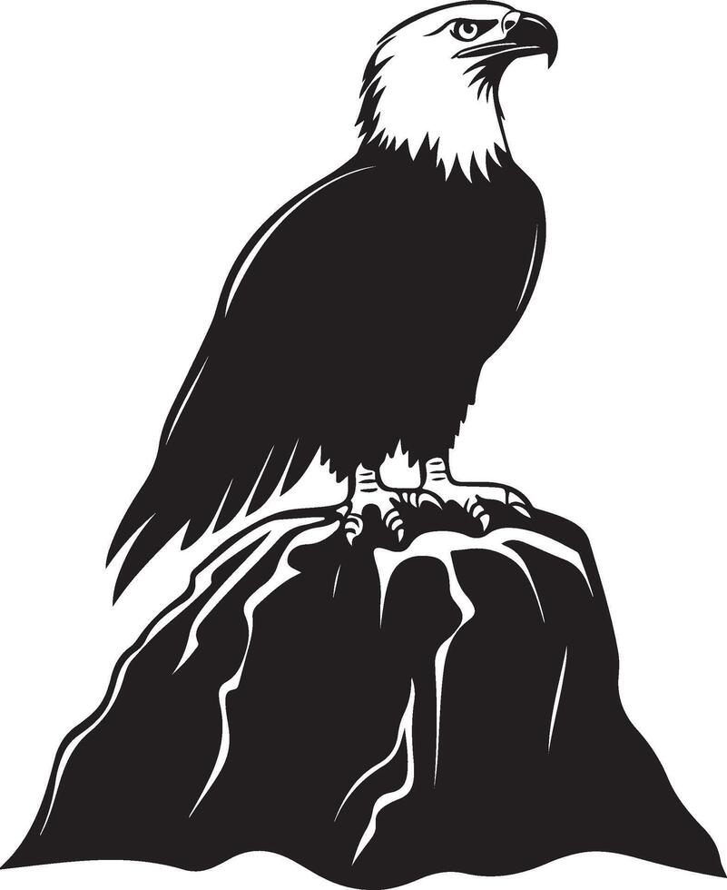 an eagle sitting on top of a rock vector
